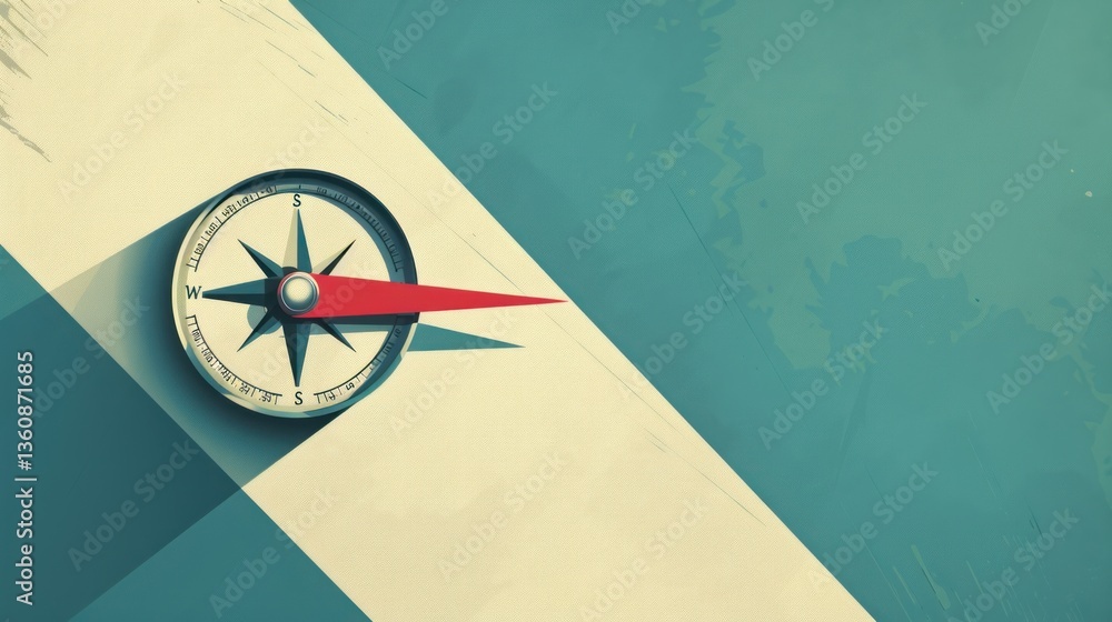 Aufkleber a compass pointing direction on a textured surface with abstract background
