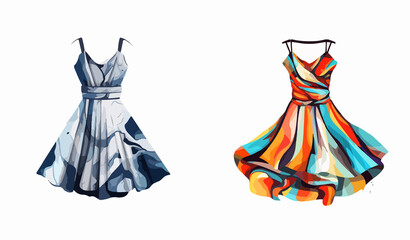 women cloth fashion dress feminine vector set sticker