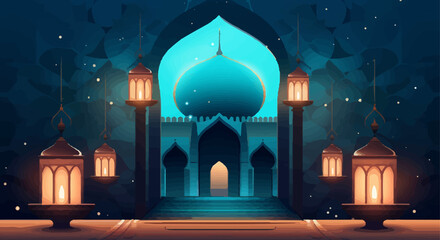 Islamic greeting card template with ramadan for wallpaper design