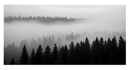 Winter forest landscape, foggy winter landscape, foggy forest, ai generated