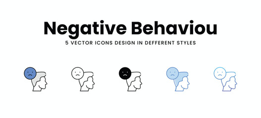 Negative Behaviou vector icons set stock illustration