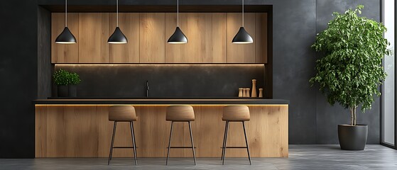 Modern Wooden Bar Counter.