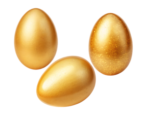 set of golden egg isolated on a transparent background, PNG.