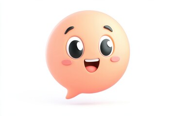 Fototapeta premium Friendly 3D cartoon chat bubble icon with smooth textures and bright colors on white background