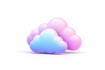 Minimalistic 3D clay style cloud icon in soft pastel colors fully isolated on white background