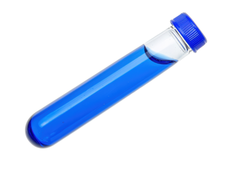 Test tube containing blue liquid for laboratory experiments  on Transparent Background