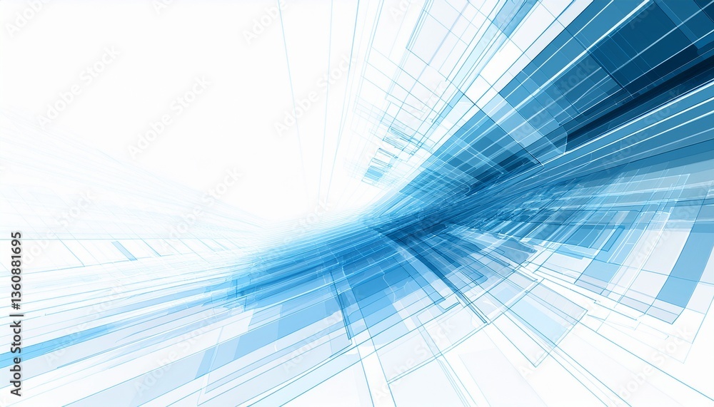 Aufkleber abstract motion geometric shiny blue overlapping technology concept perspective on white background 