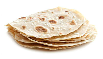 Chapati, unleavened Indian flatbread, isolated on white