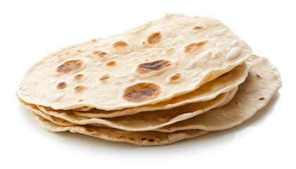 Chapati, unleavened Indian flatbread, isolated on white
