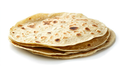 Fototapeta premium Chapati, unleavened Indian flatbread, isolated on white