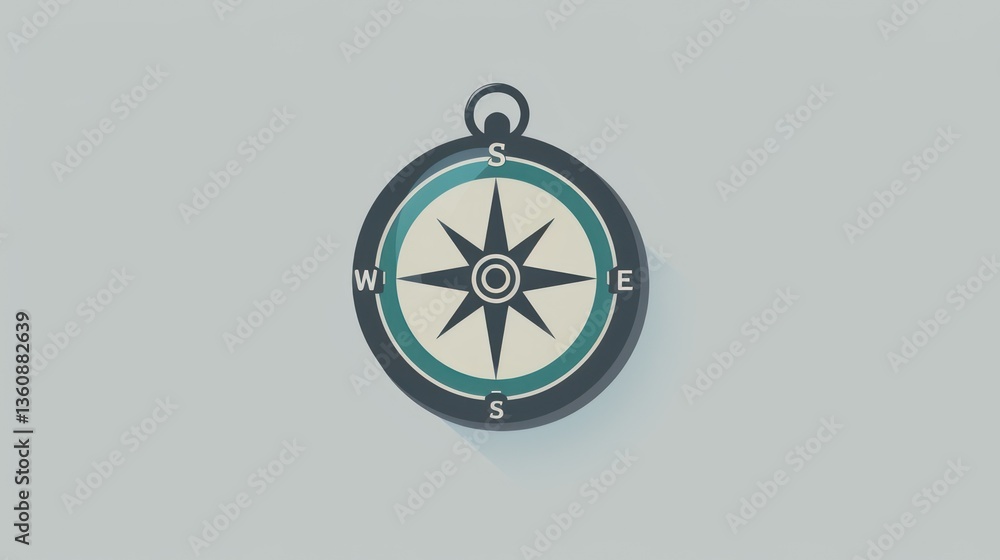 Poster minimalist compass design with cardinal directions for navigation and orientation