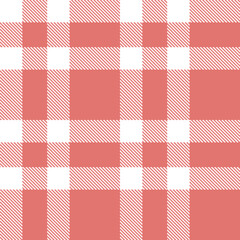 Muted White and Warm Salmon Pink Seamless Tartan Textile Design