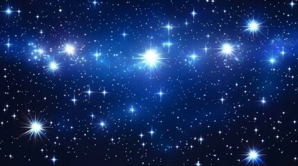 Fototapeta premium Vibrant blue night sky filled with twinkling stars of varying brightness and sizes.