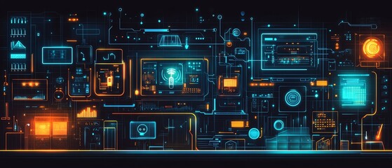 Fototapeta premium Futuristic home automation vector art