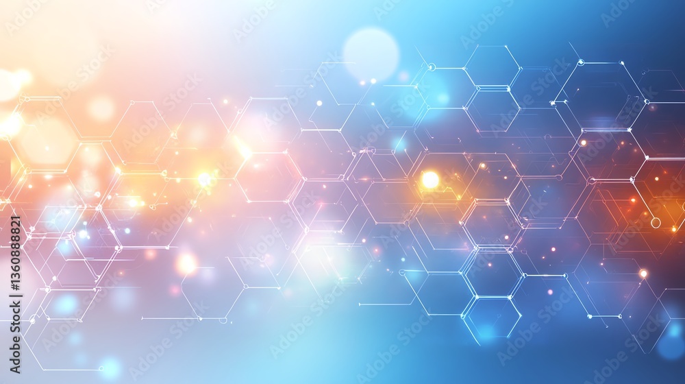 Poster modern abstract white background with glowing digital connections and technology nodes, symbolizing 