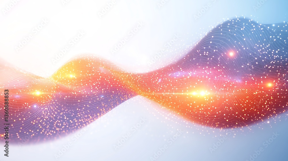 Poster modern abstract white background with glowing digital connections and technology nodes, symbolizing 
