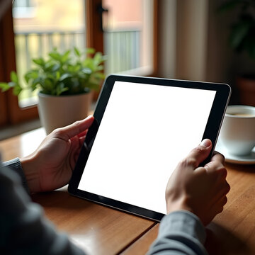 pasticca, mani, computer, schermo, che regge, business, digitale, assorbente, vuoto, tecnologia, toccare, visualizza, dita, portatile, mani, mobile, comunicazione, dispositivo, cyberspazio, uomini d'a