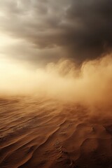 Sand storm in desert. Dry land. Lifeless. Drought.