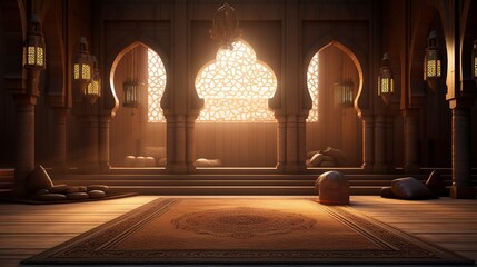 A photo of an Islamic prayer room