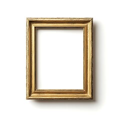 Minimalist rectangular gold frame isolated on white background