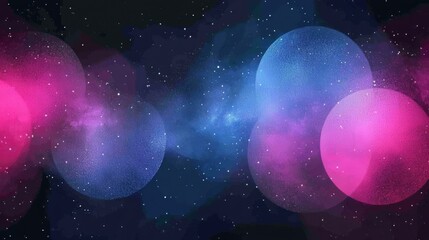 Colorful Abstract Cosmic Background with Stars and Bright Spheres
