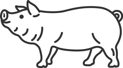 ブタ（線画）のイラスト