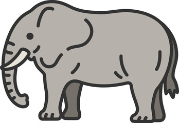 象（線画カラー）のイラスト