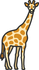 キリン（線画カラー）のイラスト