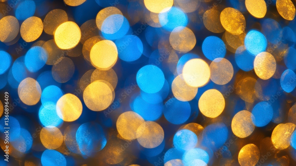 Poster abstract background with blurred blue and gold bokeh lights.