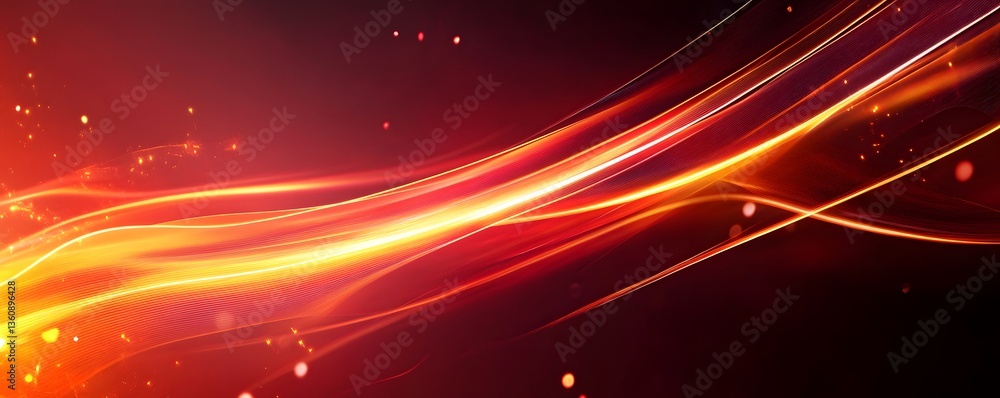 Aufkleber abstract red and orange particles flowing on dark background