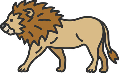 ライオン（線画カラー）のイラスト