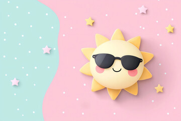 Fototapeta premium P A kawaii wallpaper featuring a smiling sun