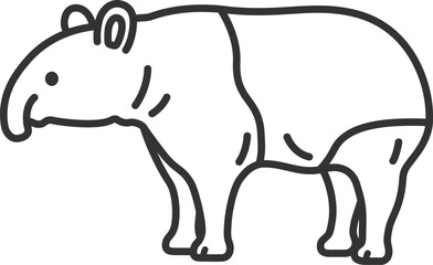 マレーバク（線画）のイラスト