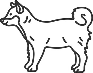 柴犬（線画）のイラスト