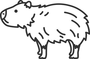 カピバラ（線画）のイラスト