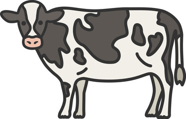 ホルスタイン牛（線画カラー）のイラスト