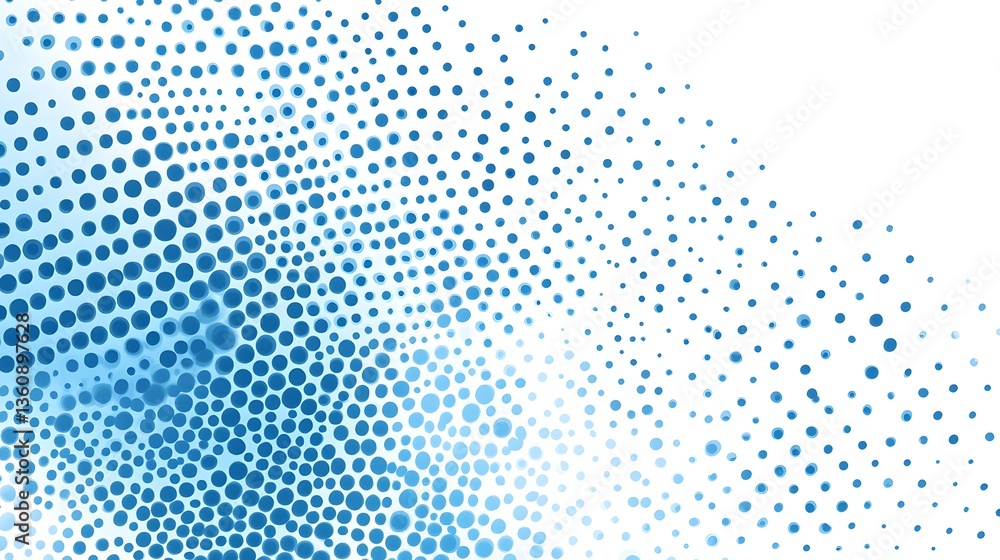 Leinwandbilder blue dots creating halftone pattern fading on white background