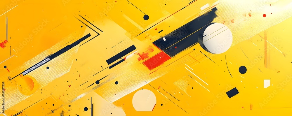 Aufkleber abstract yellow background showing geometric shapes and brushstrokes