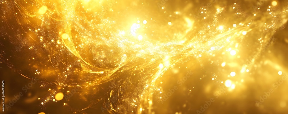 Aufkleber golden energy flowing through space and time, creating a magical atmosphere