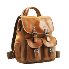 Brown Leather Backpack Stylish Travel Bag,