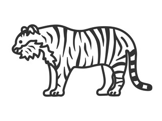 虎（線画）のイラスト