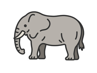 象（線画カラー）のイラスト