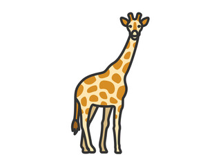 キリン（線画カラー）のイラスト