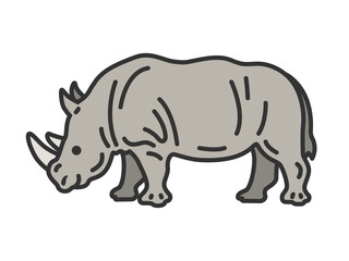 サイ（線画カラー）のイラスト