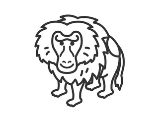 マントヒヒ（線画）のイラスト