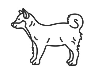 柴犬（線画）のイラスト