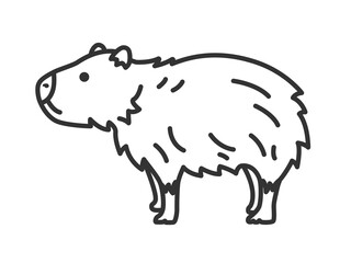 カピバラ（線画）のイラスト