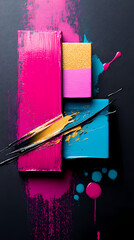 Dynamic Fusion: Vibrant Impasto Color Symphony
A stunning abstract composition featuring thick, textured brushstrokes in vibrant swirls of magenta, teal, and gold. 