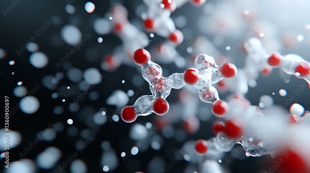 Aufkleber molecular structure visualization with red and white atoms connected in crystal lattice formation ag