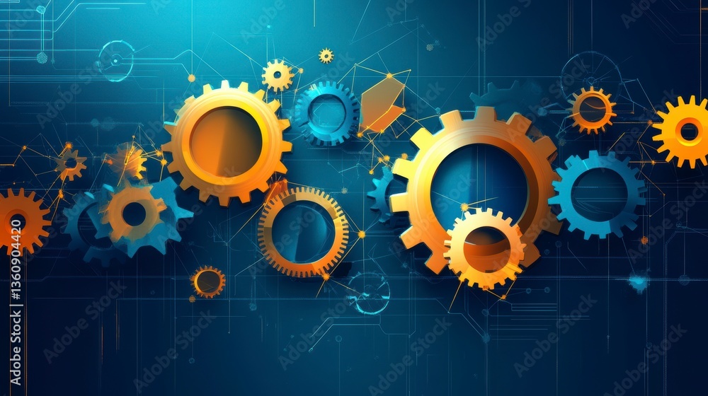 Aufkleber abstract gears and circuit board design.